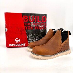 Wolverine Trade Wedge Boots Size 12M Brown Leather Upper Steel Toe Rubber Sole